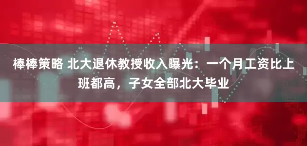 棒棒策略 北大退休教授收入曝光：一个月工资比上班都高，子女全部北大毕业